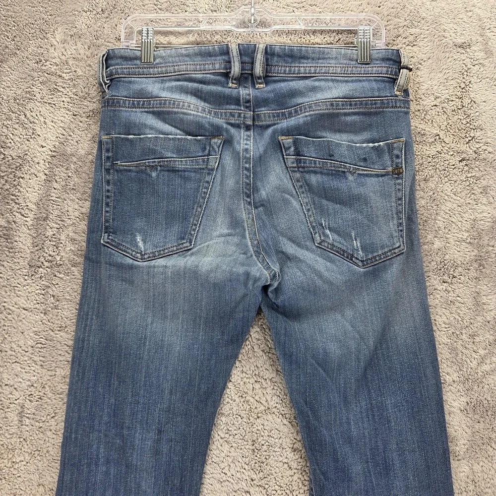Diesel Jeans Mens 30x32 Blue Akee Regular Slim Tapered Button Fly Stretch 084GG